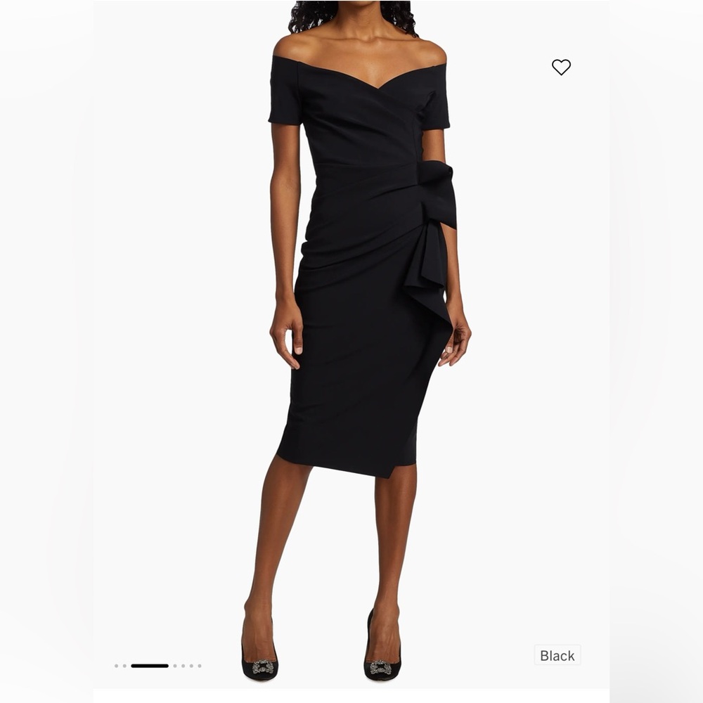 CHIARA BONI LA PETITE ROBE Silveria Draped Off-The-Shoulder Dress Black 42 (6)